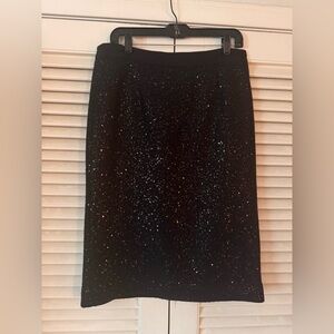 GORGEOUS MINT CONDITION BODEN WOOL/VISCOSE BLACK SEQUIN PENCIL SKIRT SZ 10